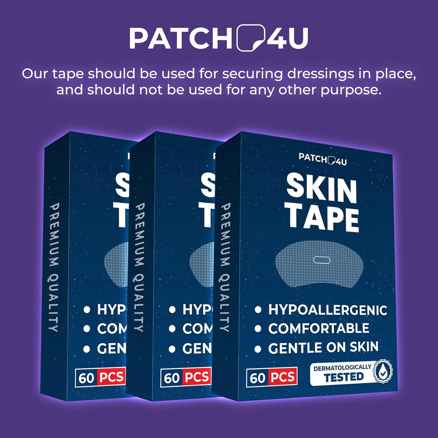 PATCH4U Mouth Sleep Tape (60 Pack) - Pain Free Removal, Hypoallergenic, Latex Free & Gentle On Skin - Skin Friendly Adhesive Cotton Tape
