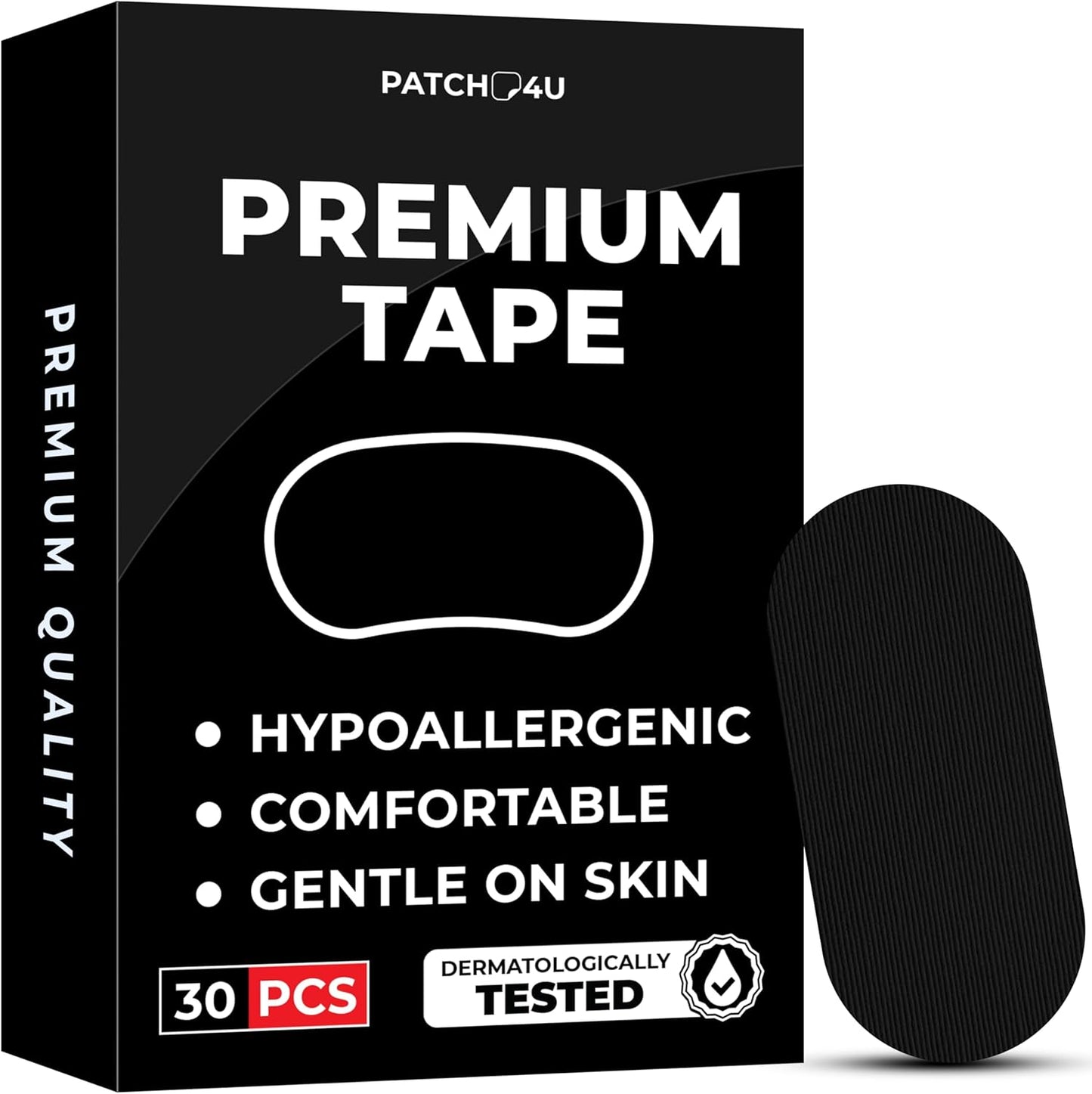 PATCH4U Sleeping Mouth Tape (30 Pack) - Hypoallergenic, Latex-Free, Pain-Free Removal - Gentle Skin-Friendly Cotton Adhesive Strips for Snoring Prevention, Breathable and Comfortable