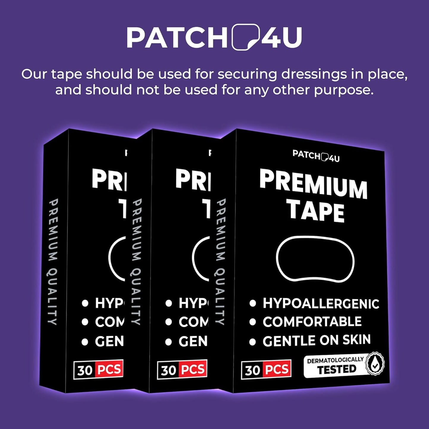 PATCH4U Sleeping Mouth Tape (30 Pack) - Hypoallergenic, Latex-Free, Pain-Free Removal - Gentle Skin-Friendly Cotton Adhesive Strips for Snoring Prevention, Breathable and Comfortable