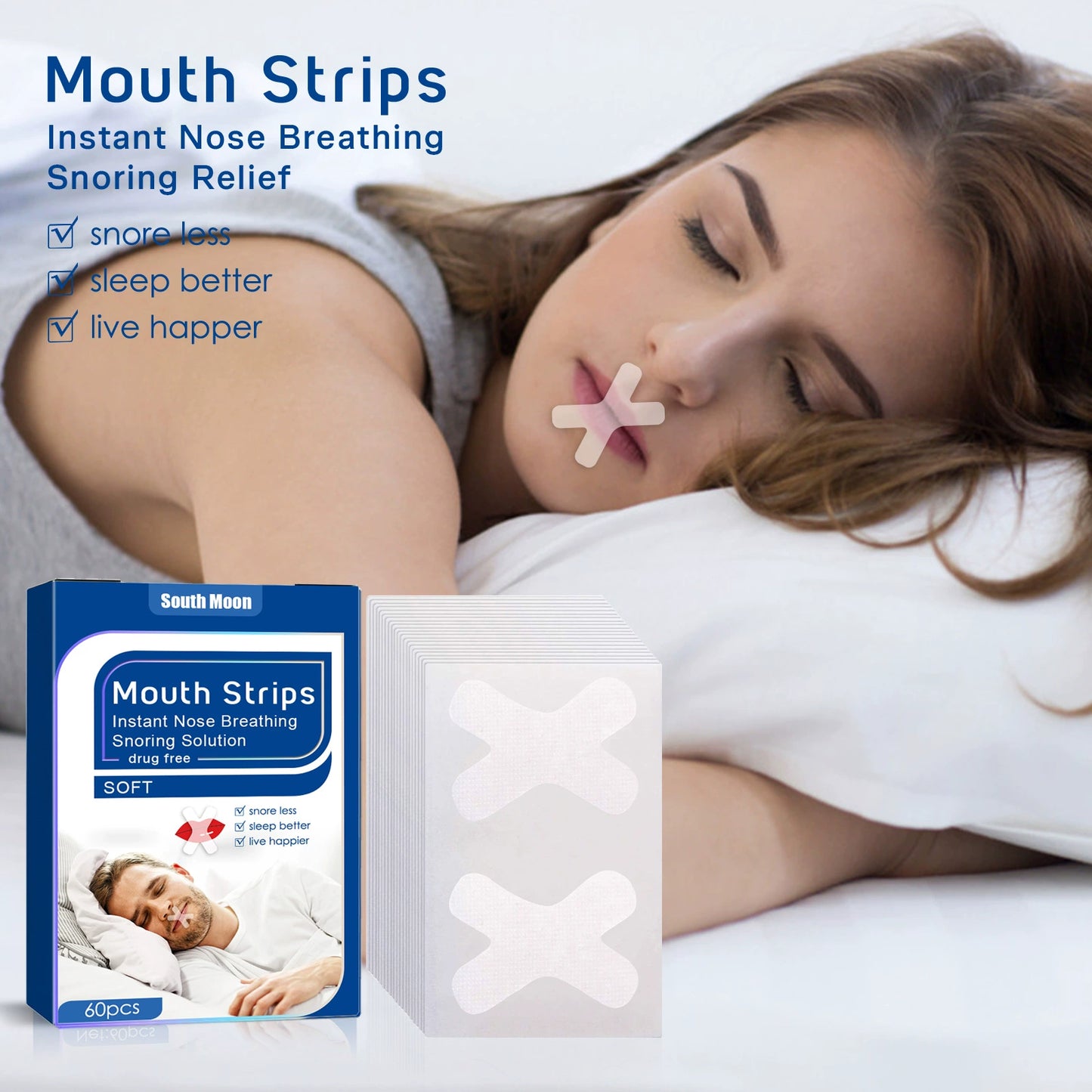 PATCH4U Mouth Sleep Tape (120 Pack) - Pain Free Removal, Hypoallergenic, Latex Free & Gentle On Skin - Skin Friendly Adhesive Cotton Tape