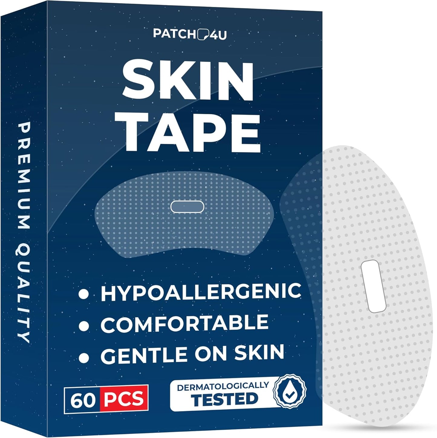 PATCH4U Mouth Sleep Tape (60 Pack) - Pain Free Removal, Hypoallergenic, Latex Free & Gentle On Skin - Skin Friendly Adhesive Cotton Tape