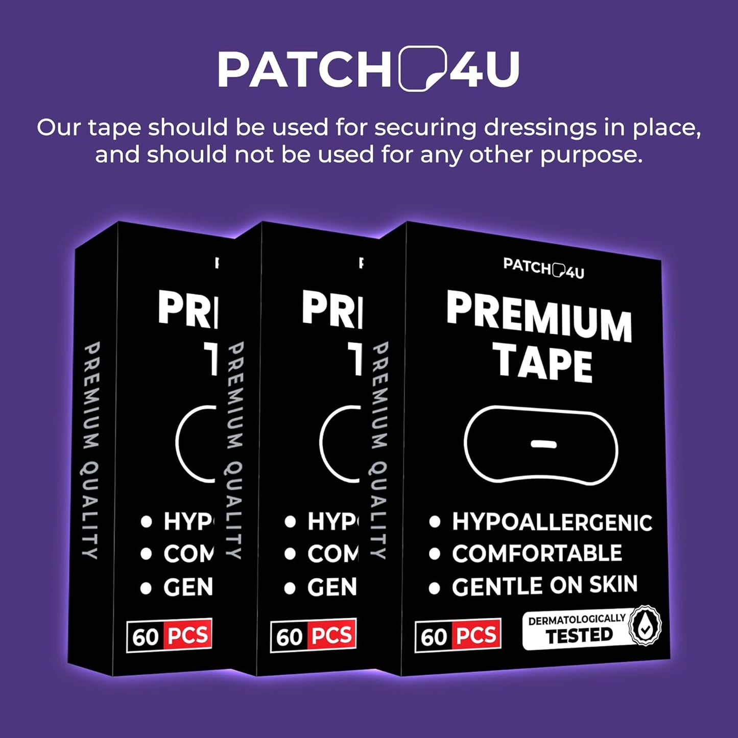 PATCH4U Premium Tape (30 Pack) - Pain Free Removal, Hypoallergenic, Latex Free & Gentle On Skin - Skin Friendly Adhesive Cotton Tape